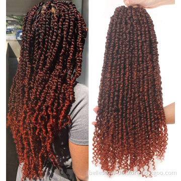 Hot sell spring Twist Braiding 24inch 16 stands Pre-twisted hair Synthetic Ombre Looped Twisted Passion Twist Hair